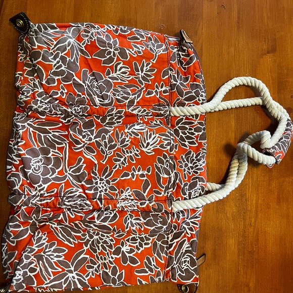 Kate Spade Saturday Tote Bag Rope Handles Zipper Closure Beach Tote - Picture 4 of 5